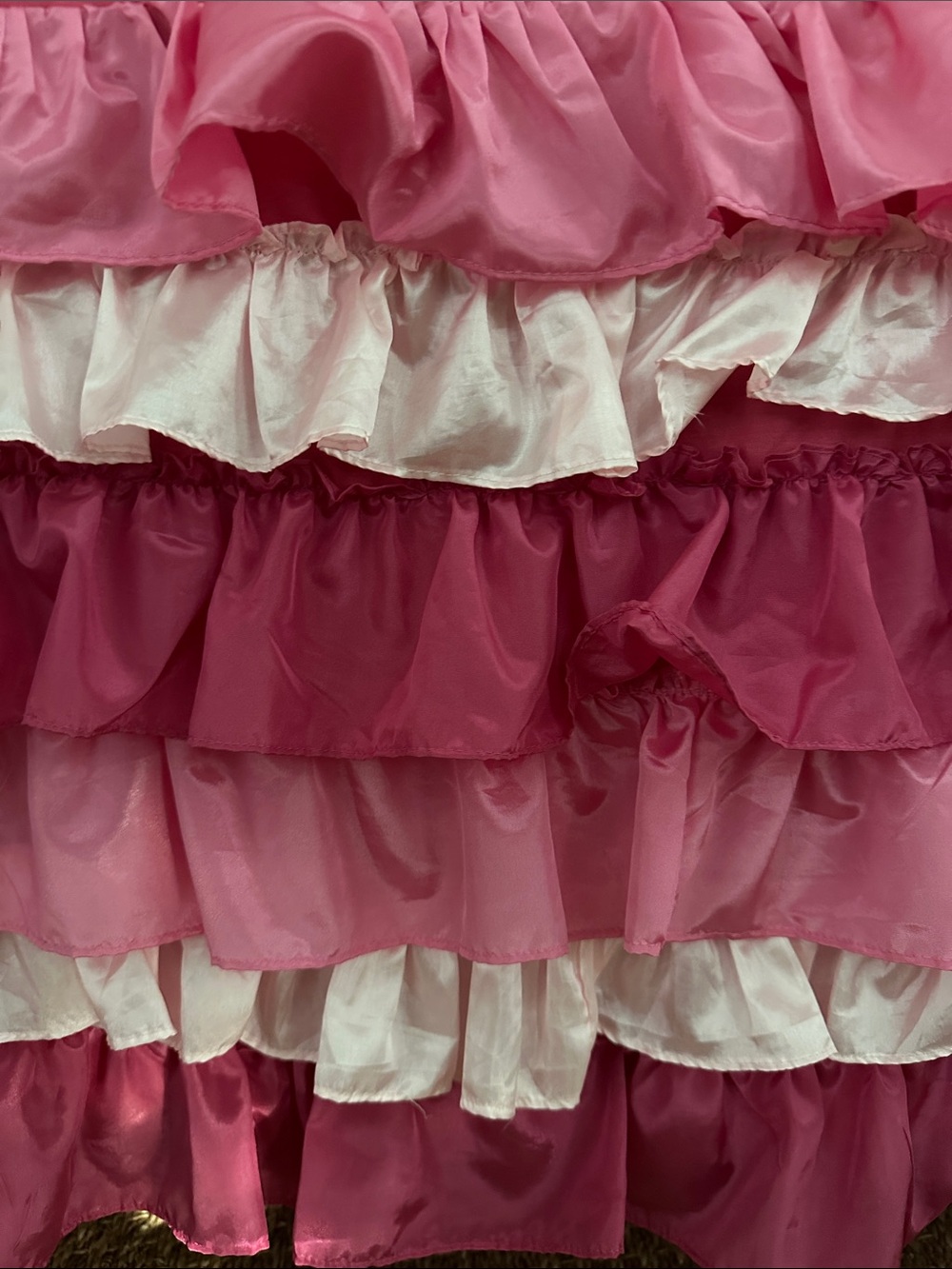 Pine Cone Hill Pink and White Layered Ruffle Bed Skirt